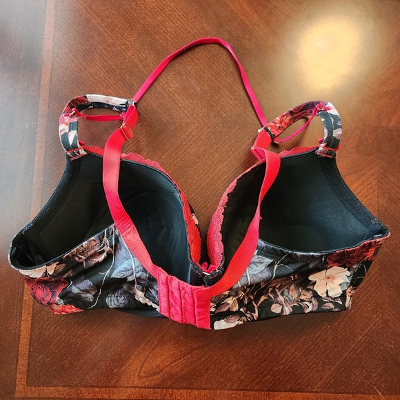 Cacique Boost Balconette Bra Black and Red Floral Size 40DDD - Picture 2 of 5